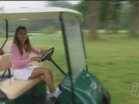 Sexy golf player in white skirt knows how to draw her opponents
attention, don't doubt that